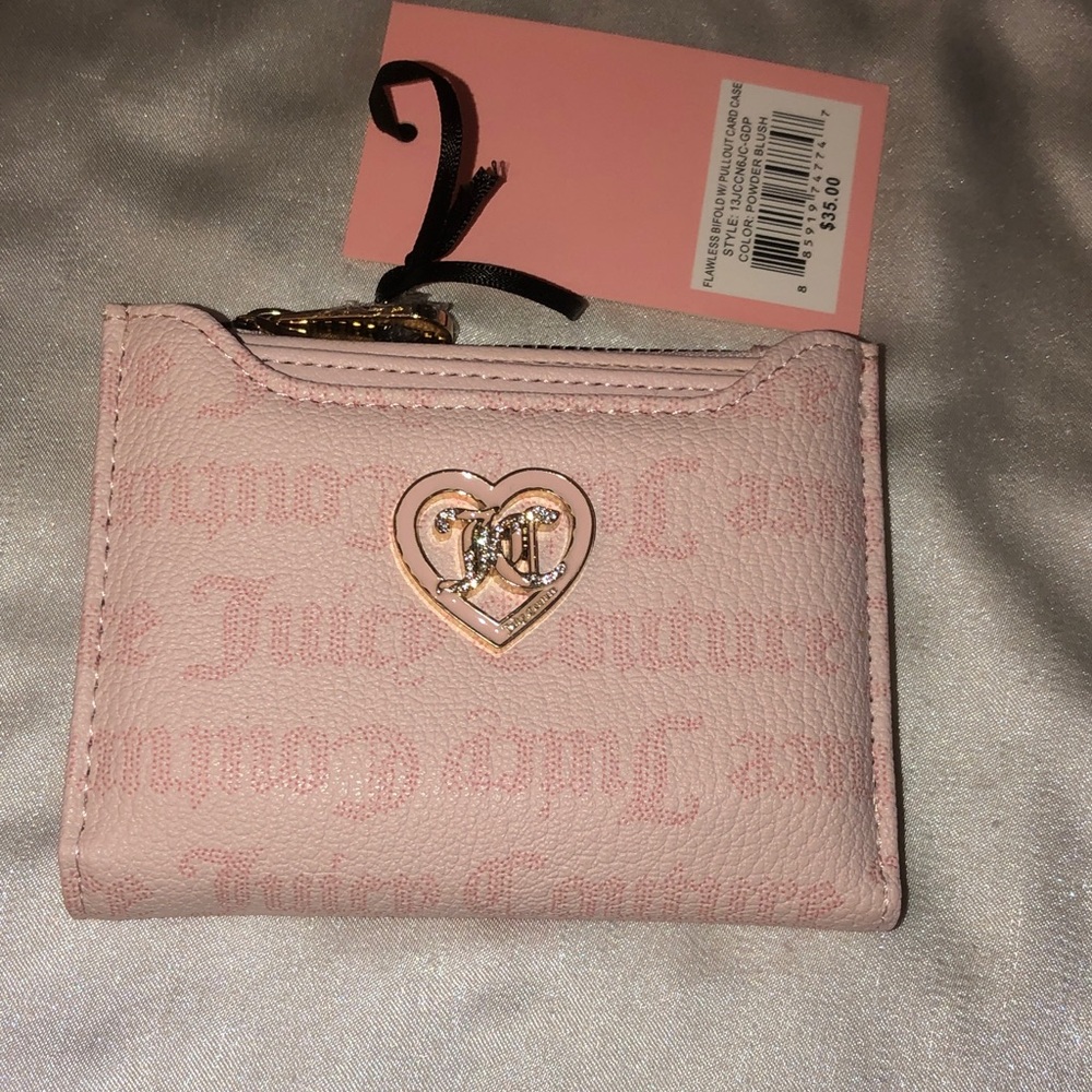 Juicy Couture Powder Blush Flawless Bifold Wallet With Pullout Card Case NWT